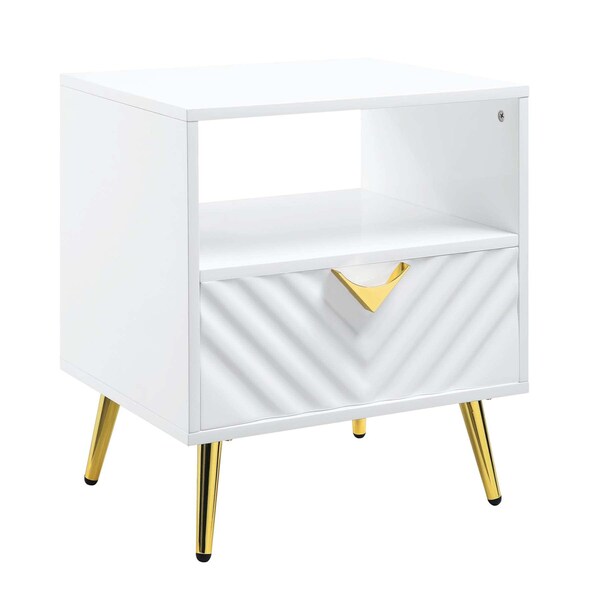 Acme Wooden Nightstand with Storage in White - ER-0235WH