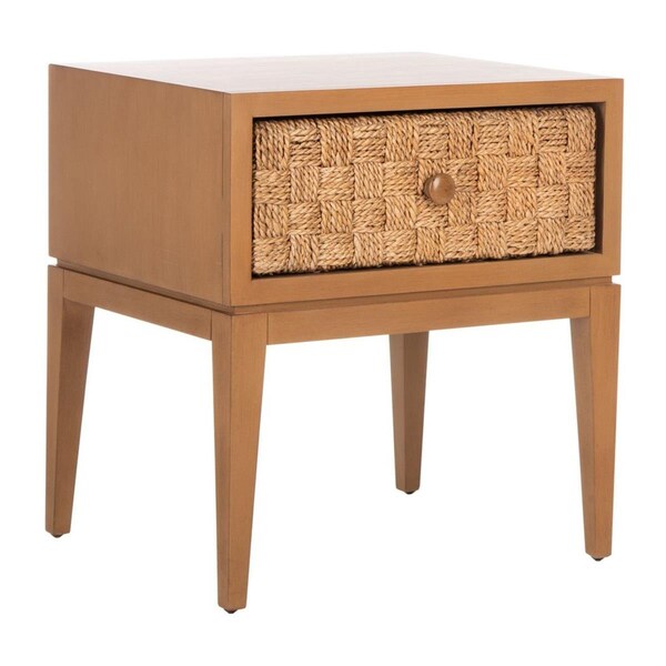 Safavieh 25 x 23 x 20 in. Armand Woven Wood Nightstand, Natural & Dark Brown - SFV1304B