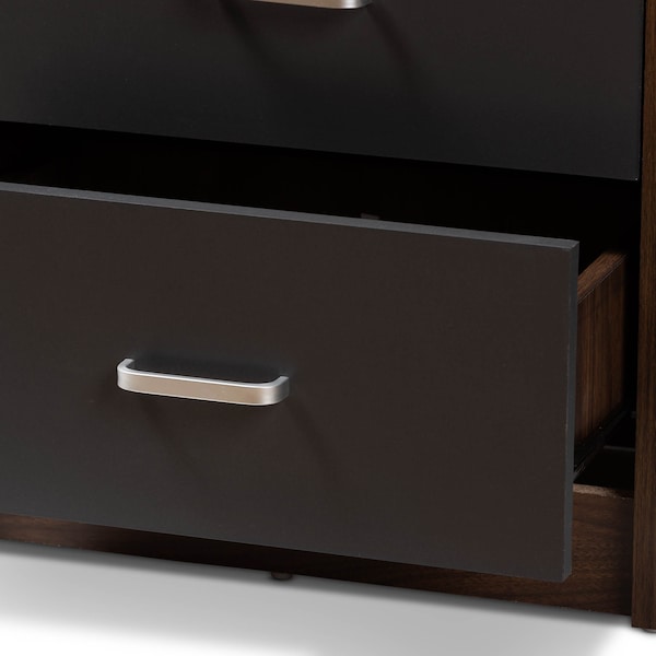 Baxton Studio Hansel Modern 2-Drawer Dark Brown and Dark Grey Finished Nightstand - 147-8259