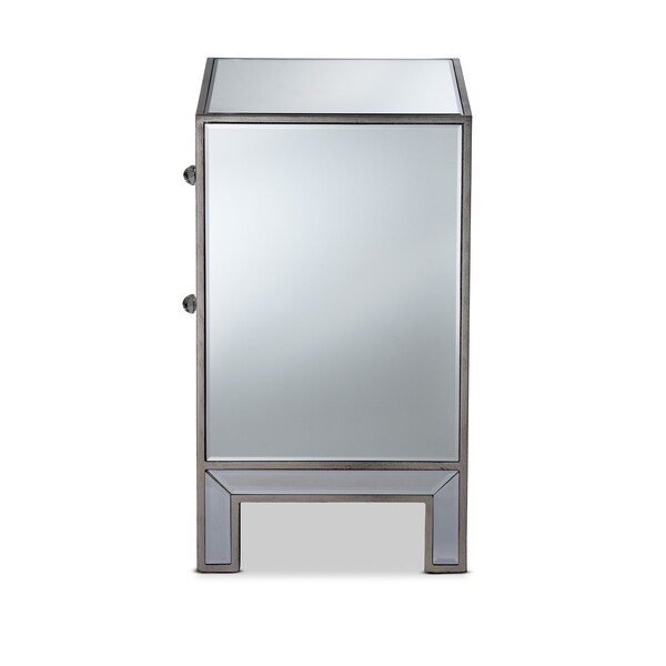 Baxton Studio Fadri Contemporary Glam and Luxe Mirrored 2-Drawer Nightstand - 174-11067-ZORO