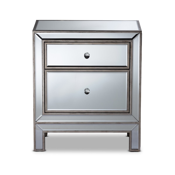 Baxton Studio Fadri Contemporary Glam and Luxe Mirrored 2-Drawer Nightstand - 174-11067-ZORO