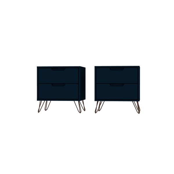 Manhattan Comfort Rockefeller Nightstand 2.0 in Tatiana Midnight Blue (Set of 2) - 2-102GMC4