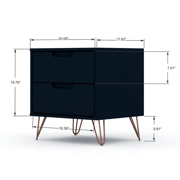 Manhattan Comfort Rockefeller Nightstand 2.0 in Tatiana Midnight Blue (Set of 2) - 2-102GMC4