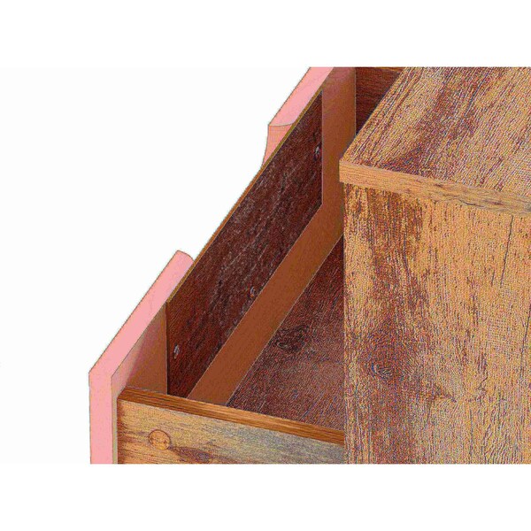 Manhattan Comfort Rockefeller Nightstand 1.0 in Nature and Rose Pink (Set of 2) - 2-101GMC6