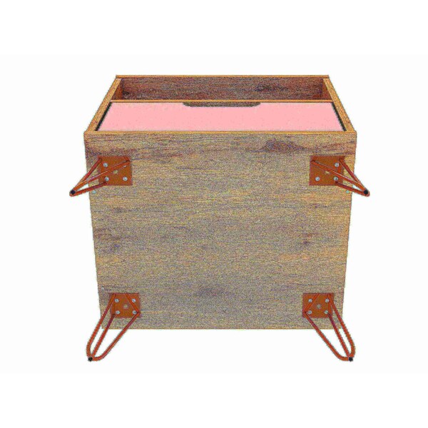 Manhattan Comfort Rockefeller Nightstand 1.0 in Nature and Rose Pink (Set of 2) - 2-101GMC6