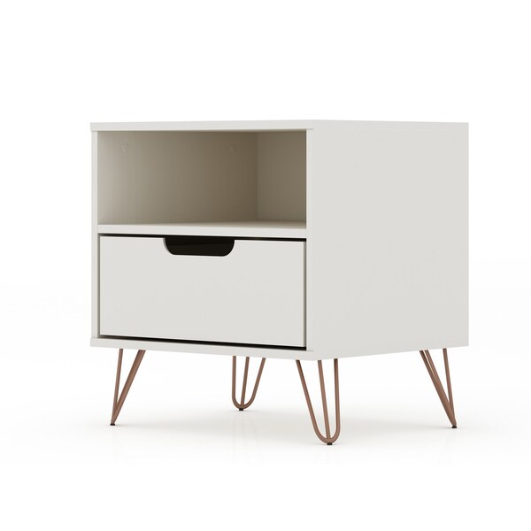 Manhattan Comfort Rockefeller Nightstand 1.0 in Off White (Set of 2) - 2-101GMC8