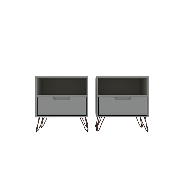 Manhattan Comfort Rockefeller Nightstand 1.0 in Off White (Set of 2) - 2-101GMC8