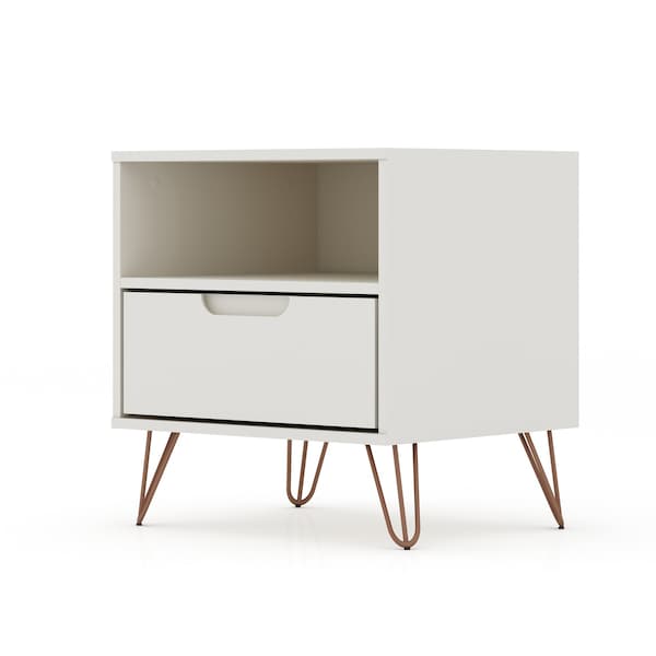 Manhattan Comfort Rockefeller Nightstand 1.0 in Off White (Set of 2) - 2-101GMC8