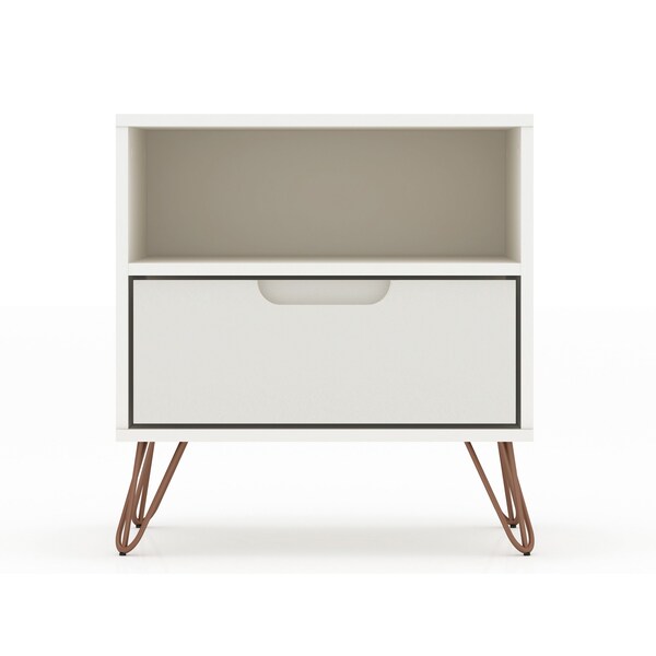 Manhattan Comfort Rockefeller Nightstand 1.0 in Off White (Set of 2) - 2-101GMC8
