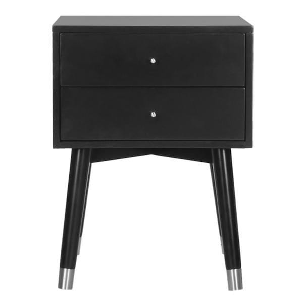 Safavieh 24 x 18 x 18 in. Lyla Mid Century Retro Silver Cap Night Stand, Black & Silver - FOX6234D