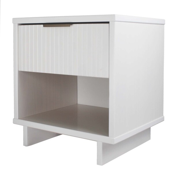 Manhattan Comfort Granville White 1-Drawer Nightstand, 2PK - 2-NS-5001