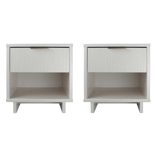 Manhattan Comfort Granville White 1-Drawer Nightstand, 2PK - 2-NS-5001