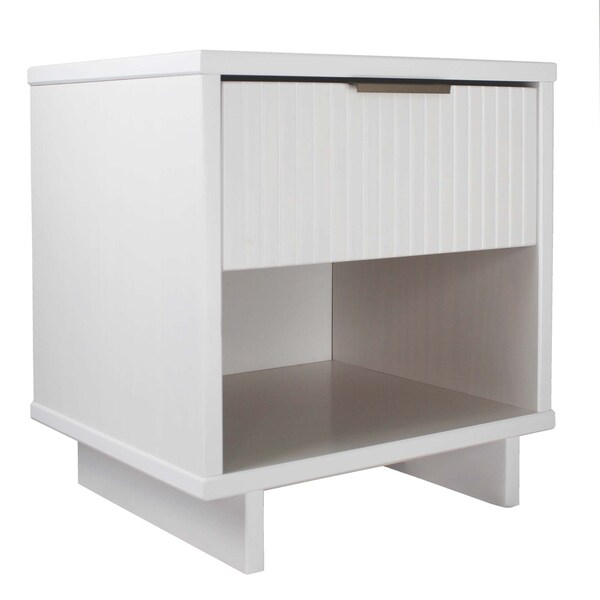 Manhattan Comfort Granville White 1-Drawer Nightstand, 2PK - 2-NS-5001