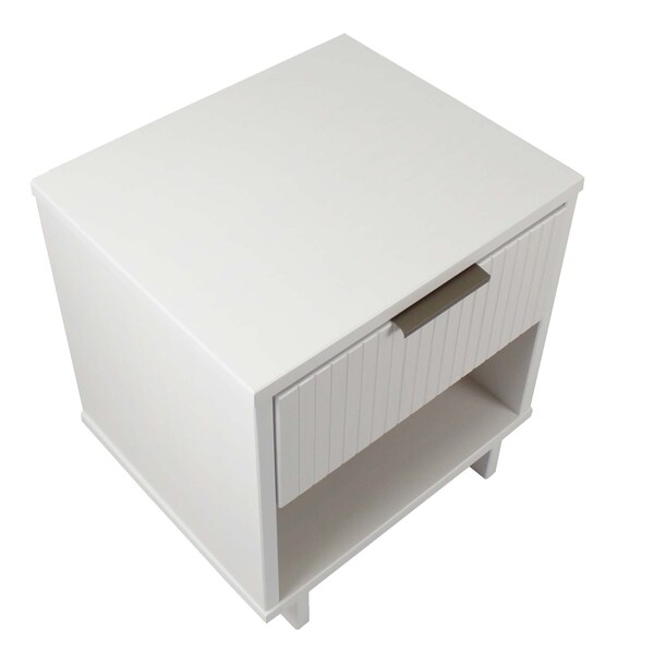 Manhattan Comfort Granville White 1-Drawer Nightstand, 2PK - 2-NS-5001