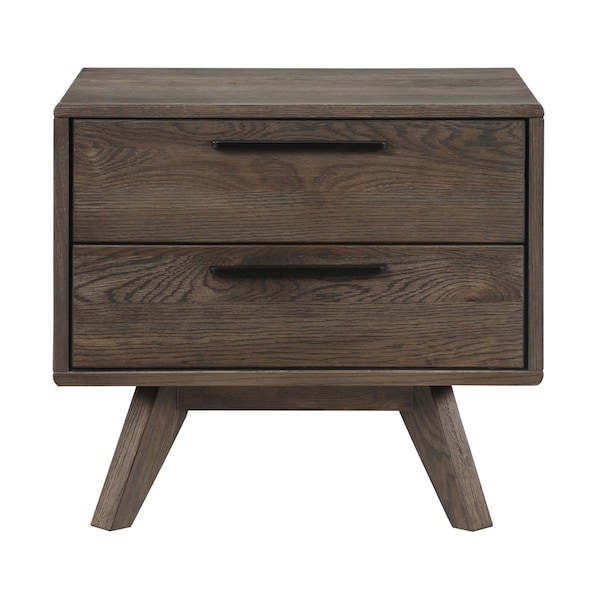 Armen Living Astoria 2 Drawer Nightstand, Oak - LCAHLADG