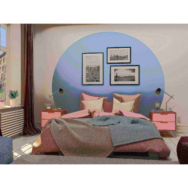 Manhattan Comfort Rockefeller Nightstand 2.0 in Nature and Rose Pink (Set of 2) - 2-102GMC6
