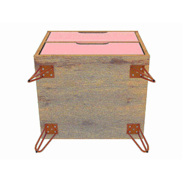 Manhattan Comfort Rockefeller Nightstand 2.0 in Nature and Rose Pink (Set of 2) - 2-102GMC6