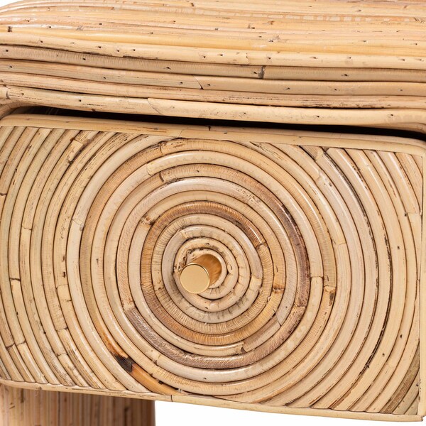 Bali & Pari Rosina Bohemian Natural Rattan 1-Drawer Nightstand - 244-13678-ZORO