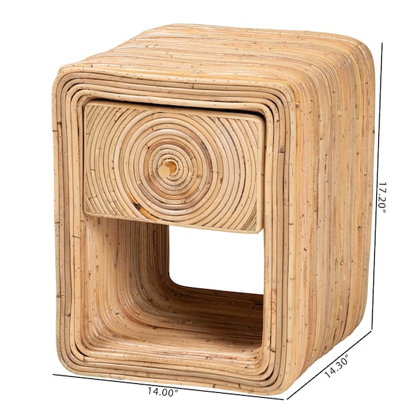 Bali & Pari Rosina Bohemian Natural Rattan 1-Drawer Nightstand - 244-13678-ZORO