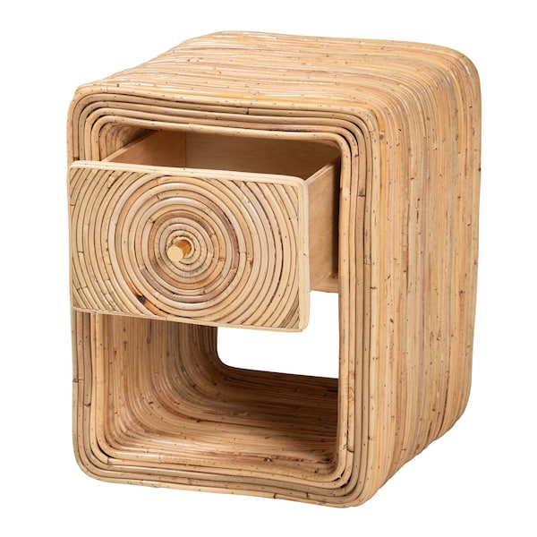 Bali & Pari Rosina Bohemian Natural Rattan 1-Drawer Nightstand - 244-13678-ZORO