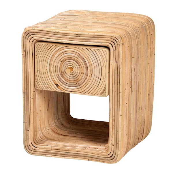Bali & Pari Rosina Bohemian Natural Rattan 1-Drawer Nightstand - 244-13678-ZORO