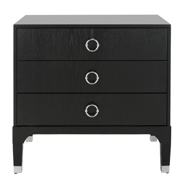 Safavieh 28 X 30 X 19 In. Lorna 3 Drawer Contemporary Night Stand, Black - FOX6232A