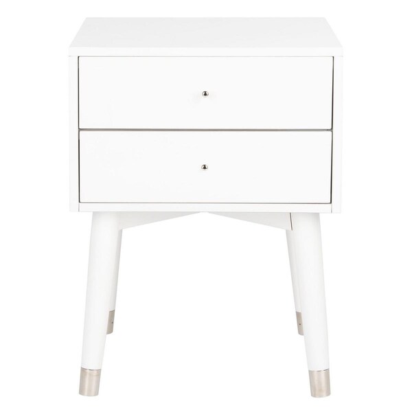 Safavieh Lyla Retro Nightstand, White & Silver - FOX6234H