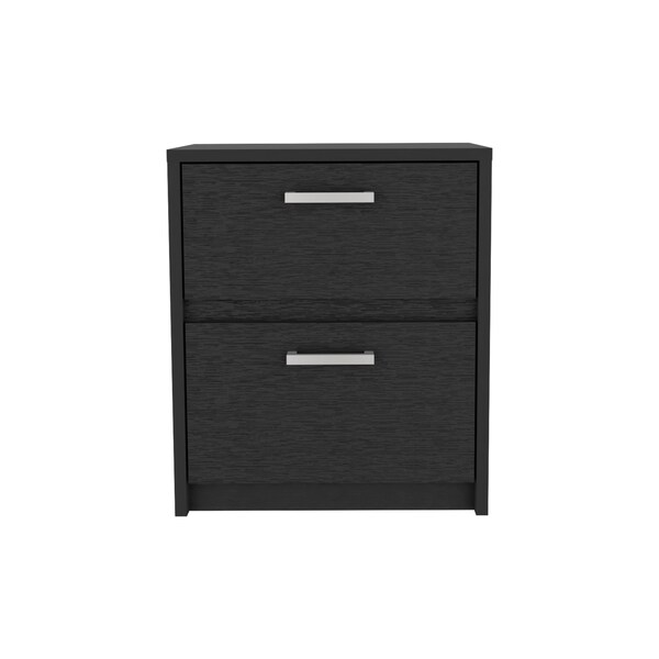 Tuhome Trivor 2 Drawers Nightstand, Metal Handles, Black - MLW8967