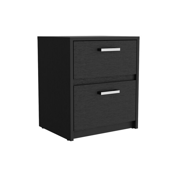 Tuhome Trivor 2 Drawers Nightstand, Metal Handles, Black - MLW8967