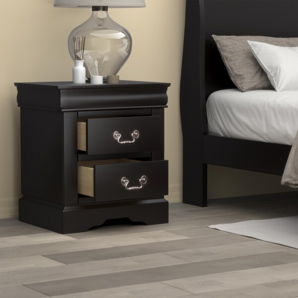 Acme Mid-Century Modern 2-Drawer Nightstand in Black - ER-021BK