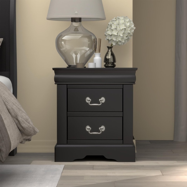 Acme Mid-Century Modern 2-Drawer Nightstand in Black - ER-021BK