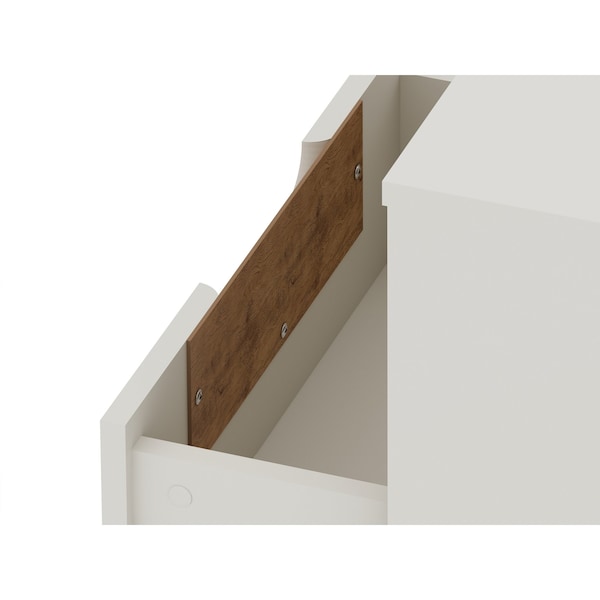 Manhattan Comfort Rockefeller Nightstand 1.0 in Off White and Nature (Set of 2) - 2-101GMC3