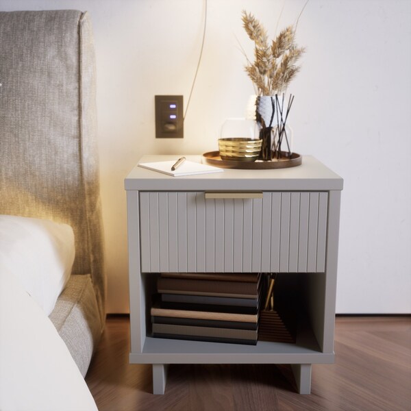 Manhattan Comfort Granville Nightstand 1.0 in Light Grey - NS-5006
