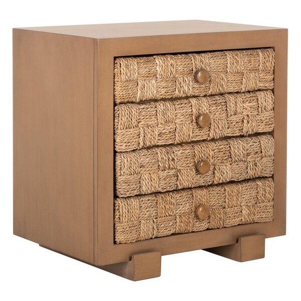 Safavieh 26 x 26 x 20 in. Rosario Woven Wood Nightstand, Natural & Dark Brown - SFV1303B