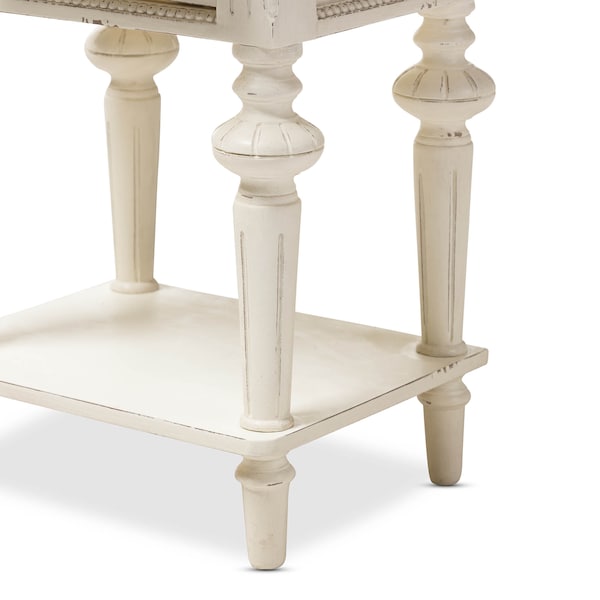 Baxton Studio Marquetterie Oak and White Finishing 2-Drawer and 1-Shelf Nightstand - 133-7192