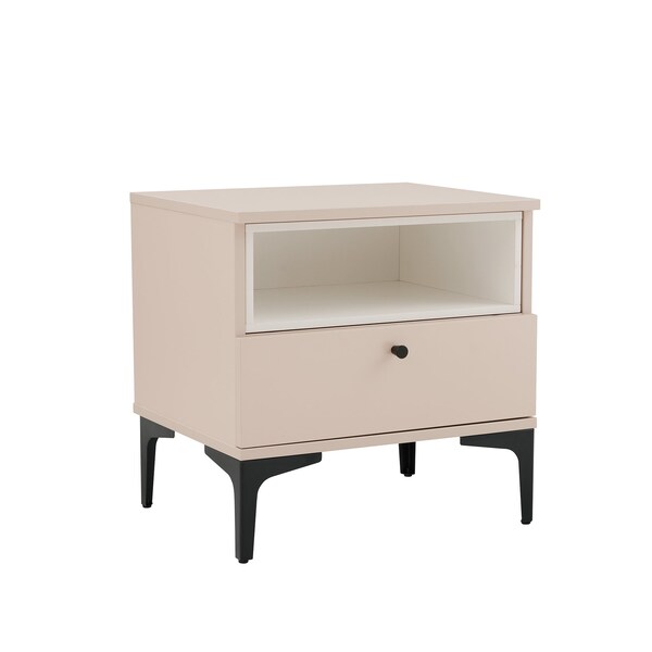 Manhattan Comfort Amara Nightstand in Pale Rose and White - NS006-PK