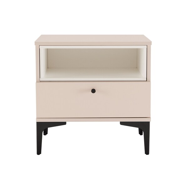 Manhattan Comfort Amara Nightstand in Pale Rose and White - NS006-PK