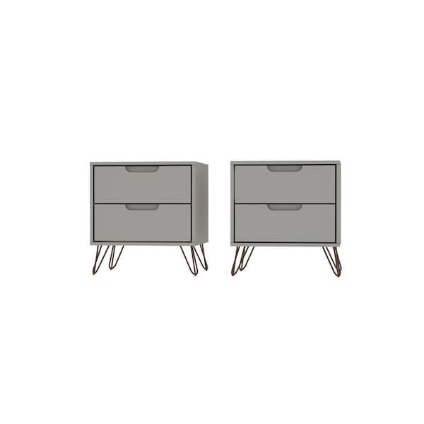 Designed To Furnish Rockefeller 2-Drawer Off White & Nature Nightstand, 21.65 x 20.08 x 17.62 in., 2PK - DE2616471