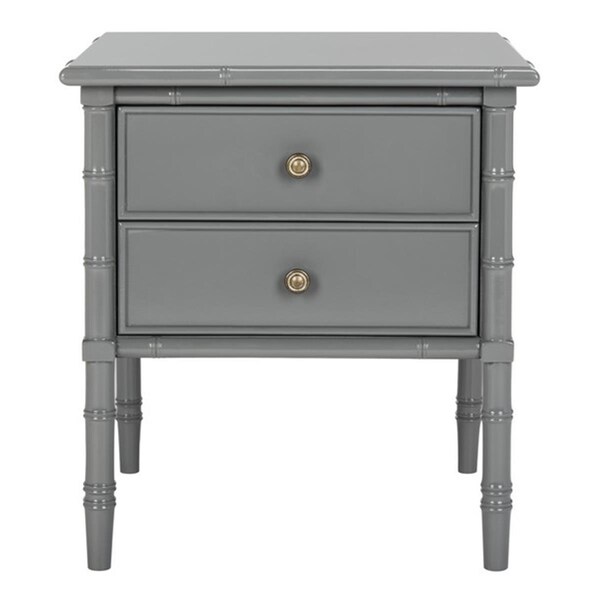 Safavieh 25 In. Mina Modern Coastal 2 Drawer Bamboo Night Stand, Grey - NST3501C