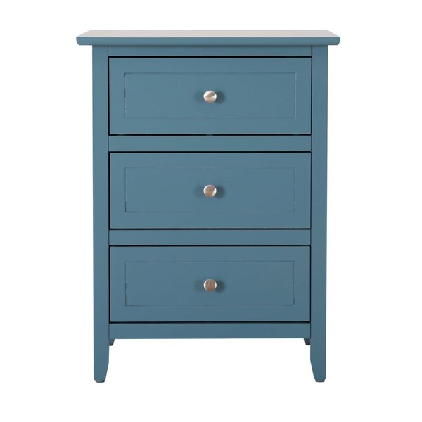 Passion Furniture 25 x 15 x 19 in. Daniel 3 Drawer Teal Nightstand - PF-G1316-N-80