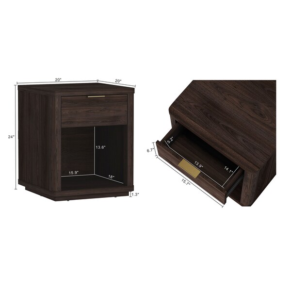 Manhattan Comfort Evelyn Nightstand in Brown - NS011-BR