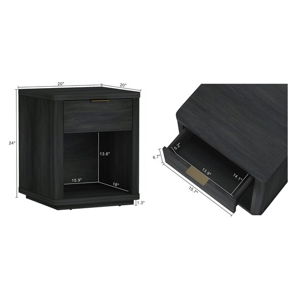 Manhattan Comfort Evelyn Nightstand in Charcoal Grey - NS011-CH