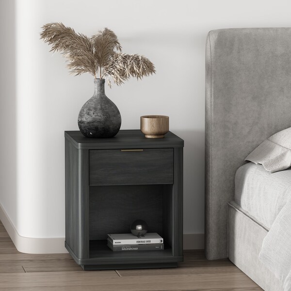 Manhattan Comfort Evelyn Nightstand in Charcoal Grey - NS011-CH