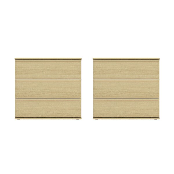 Manhattan Comfort Molly Nightstand in Natural Oak - Set of 2 - 2-NS008-NO