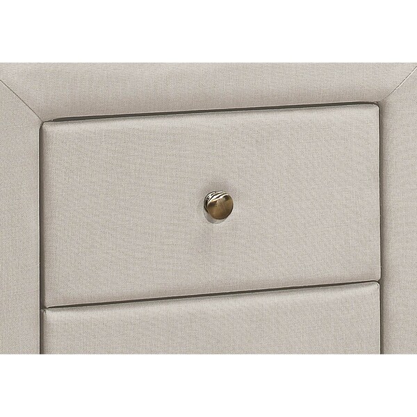 Monarch Specialties Bedroom Accent, Nightstand, End, Side, Lamp, Storage Drawer, Bedroom, Upholstered, Linen Look, Beige - I 5605