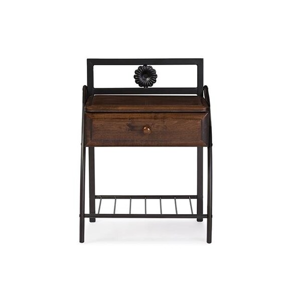 Baxton Studio Baxton Studio TS7001-Black Jevenci Vintage Antique Dark Bronze Metal & Walnut Wood 1-Drawer Nightstand - 26.91 x 19.38 x 13.49 in. - TS7001-BLACK