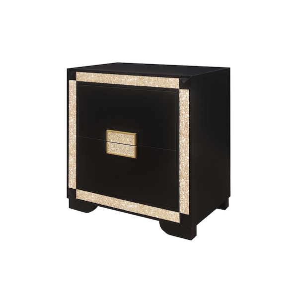 Global Furniture Usa Traditional Glam Glitter Blake Black/Gold Nightstand - 671