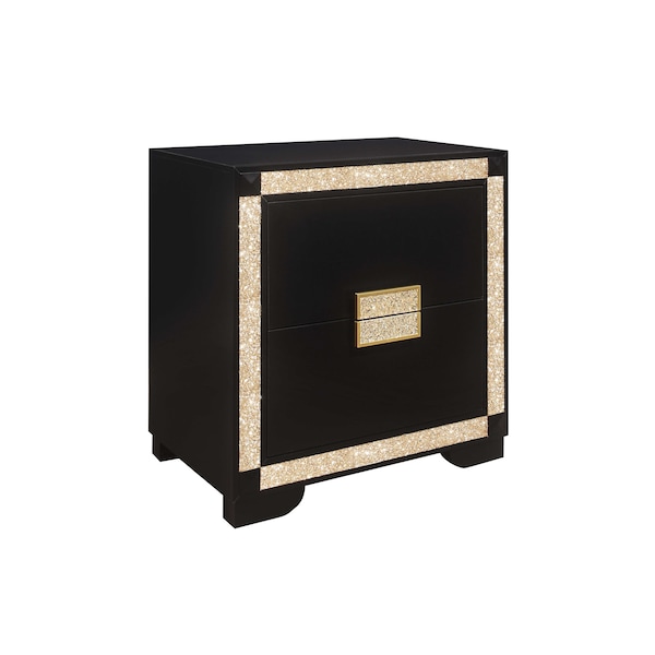 Global Furniture Usa Traditional Glam Glitter Blake Black/Gold Nightstand - 671