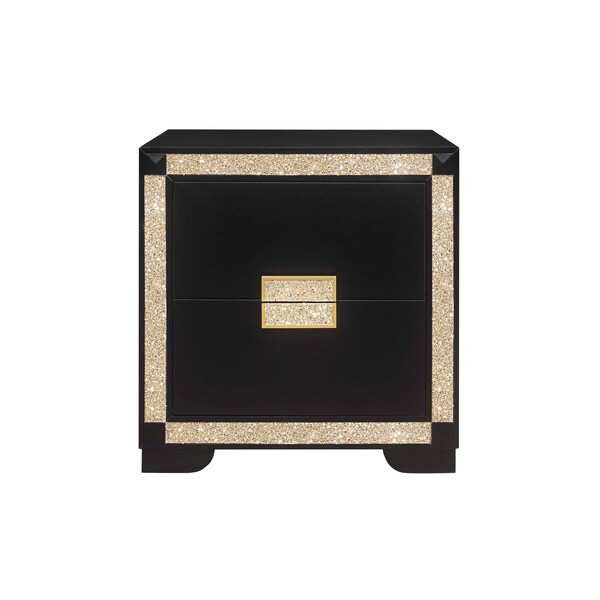 Global Furniture Usa Traditional Glam Glitter Blake Black/Gold Nightstand - 671