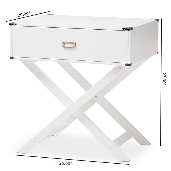Baxton Studio Curtice Modern White 1-Drawer Wooden Bedside Table - 139-7629